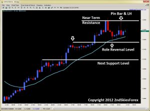 pin bar forex price action role reversal level 2ndskiesforex.com dec 20th